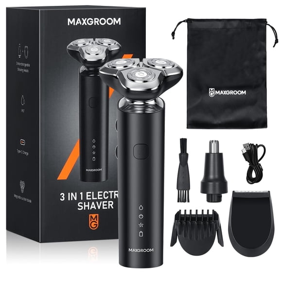 Rasuradora para Hombre Recargable,Afeitadora Eléctrica Hombre con Pantalla LED, Shaver Impermeable IPX6 para Afeitado en Seco y Húmedo