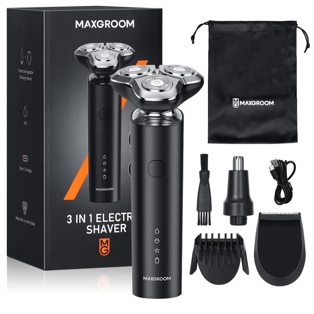Rasuradora para Hombre Recargable,Afeitadora Eléctrica Hombre con Pantalla LED, Shaver Impermeable IPX6 para Afeitado en Seco y Húmedo