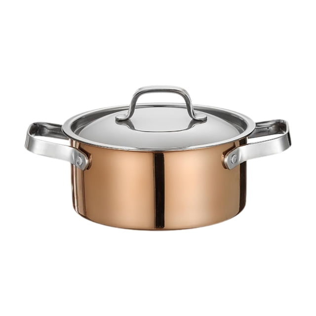 Olla de acero inoxidable, olla caliente pequeña con tapa, utensilios de cocina, olla para cocinar para el hogar, restaurante, camping, hogar familiar