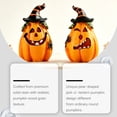 thumbnail image 6 of Halloween Pumpkin Witch Hat Resin Figurine Set With Led Light Up Tabletop Decor, 6 of 8