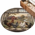 thumbnail image 2 of Round Area Rugs 5Ft, Vintage Rooster Non-Slip Washable Circle Rugs Carpet, Barn Farmhouse Art Animals Tree Indoor Outdoor Rug Floor Mats Throw Runner for Bedroom Living Room Bathroom, 2 of 8
