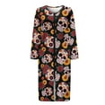 thumbnail image 4 of FKELYI Red Rose Skull Sunflower Print Fall Zipper Front Robes Nightgowns Women's Sleepwear Dress with 2 Pockets Comfy Housecoat Nightwear Dress Long Sleeve Loungewear, 2XL, 4 of 6