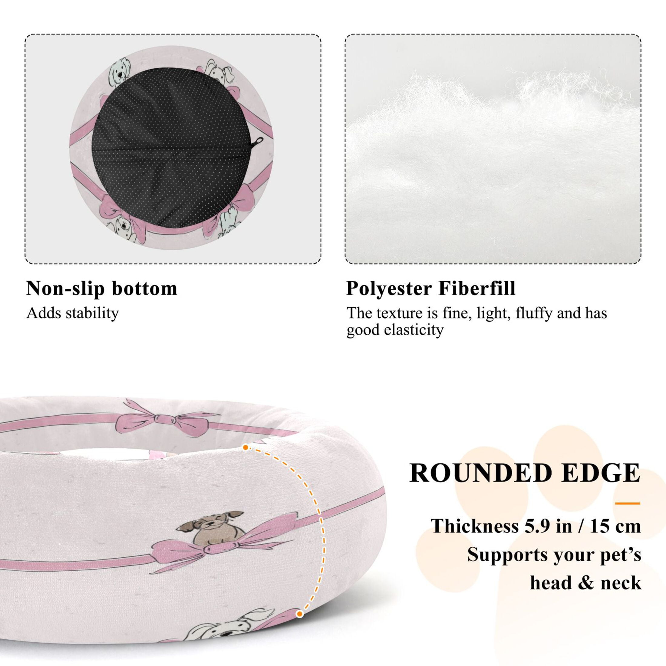 Iauyy Pet Couch Donut Cat Bed for Indoor Cats/Small Dogs Washable & Machine with Non-slip Bottom Calming Cat Furniture, Cute Little Dog (M)