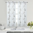 thumbnail image 1 of Floral Embroidery Valance Curtain, Rod Pocket Faux Linen Textured Voile Curtain Valance, 1 of 9