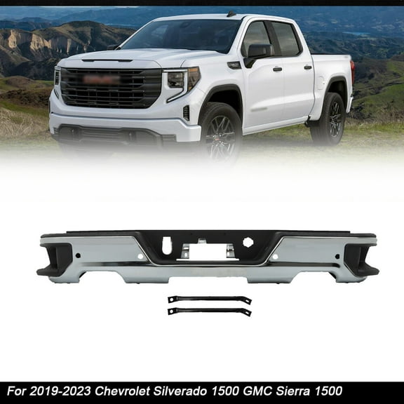 For 2019-2023 Chevy Silverado 1500 GMC Sierra 1500 Rear Bumper Assembly Chrome