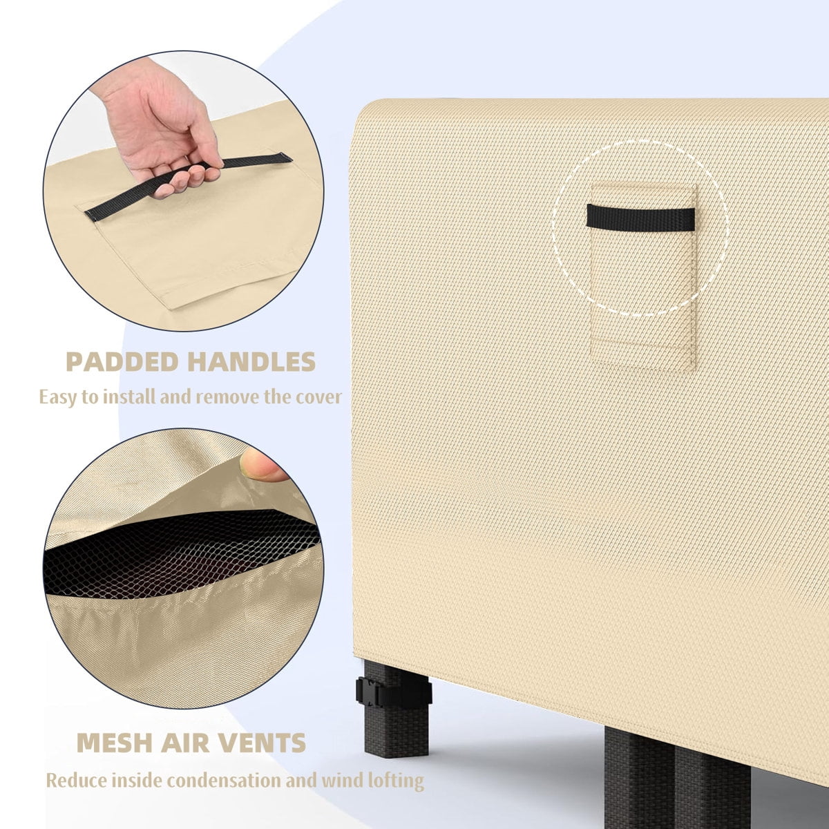 Heavy-duty Patio Furniture Covers,Waterproof Outdoor Couch Sectional Sofa Set Cover,Anti-UV Couch Cover with Beige