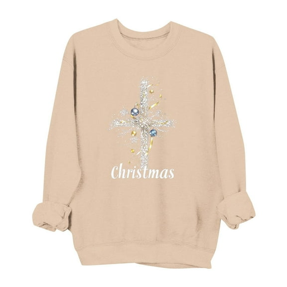 Makaor Lightweight Sweatshirts for Women Christmas Crew Neck Tops Graphic Long Sleeve Pullover Tees Fleece Cute Vacation Clothes