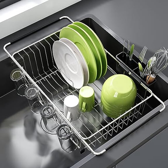 Dish Drying Rack in Sink Expandable Stainless Steel Dish Drainers for Kitchen Counter Dish Dryer Rack for Inside Sink