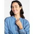 thumbnail image 5 of Time and Tru Women's Popover Denim Top with Long Sleeves, Sizes XS-XXXL, 5 of 6