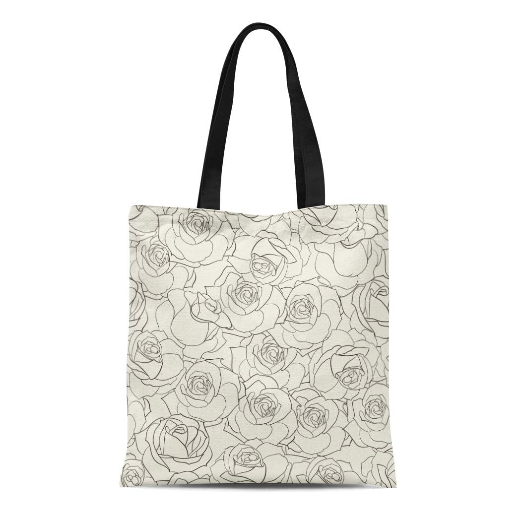 HATIART Canvas Bag Resuable Tote Grocery Shopping Bags Pink Pattern Rose Red White Flower Black Artsy Modern Small Tote Bag Walmart