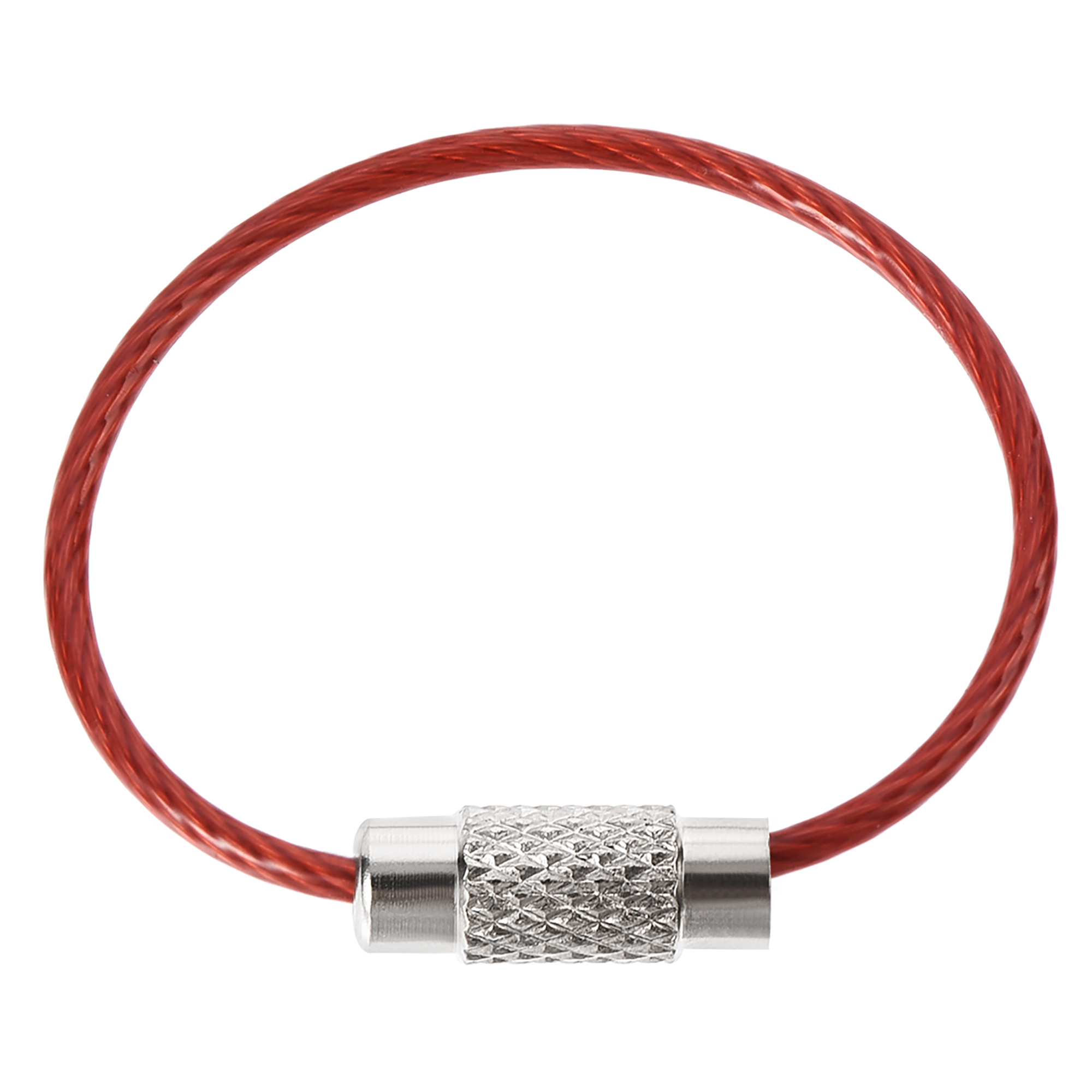 Uxcell 90mm Long Plastic Coated Stainless Steel Wire Keyring Loop Red