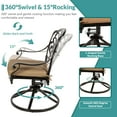 thumbnail image 4 of MEETWARM 9-Piece Outdoor Patio Dining Set for 8, All Weather Cast Aluminum Patio Funiture Table and Chairs Set- Large 64" Square Table and 8 Cushioned Swivel Rocker Chairs, 2.2" Umbrella Hole, Red, 4 of 8