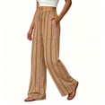 thumbnail image 4 of cocolona Womens Casual Striped Pajama Pants Elastic Waist Straight Wide Leg Travel Lounge Pants with Pockets, 4 of 5