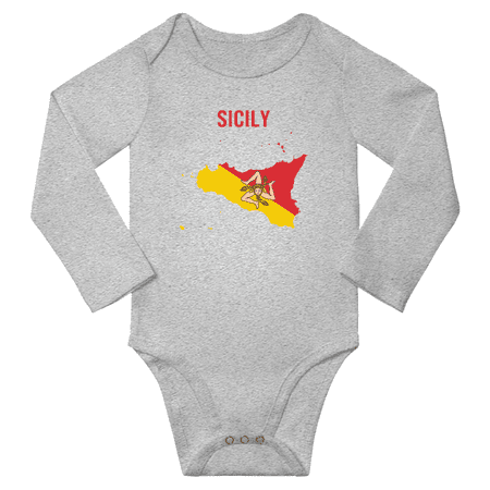 

Sicily Flag Map Baby Long Slevve Jumpsuits Clothes (Gray 12-18 Months)