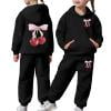 thumbnail image 4 of shqvo Big Girls 2 Piece Sport Outfit Cherry Butterfly Knot Print Pullover Sport Sweatsuits Hoodie Sweatpants Outfits Hoodies Tracksuits for Toddlers Children Teens, 4 of 9