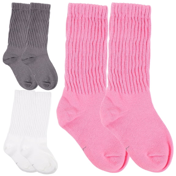 SEWCHICS 3 Pairs Boys Socks Cotton Pink Mid-calf Design Breathable for Home Use