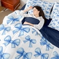 thumbnail image 4 of Castle Fairy Girly Ribbon Bow Bedding Comforter Set,Dreamy Blue Bow Tie Queen Bedding Sets, 4 of 8