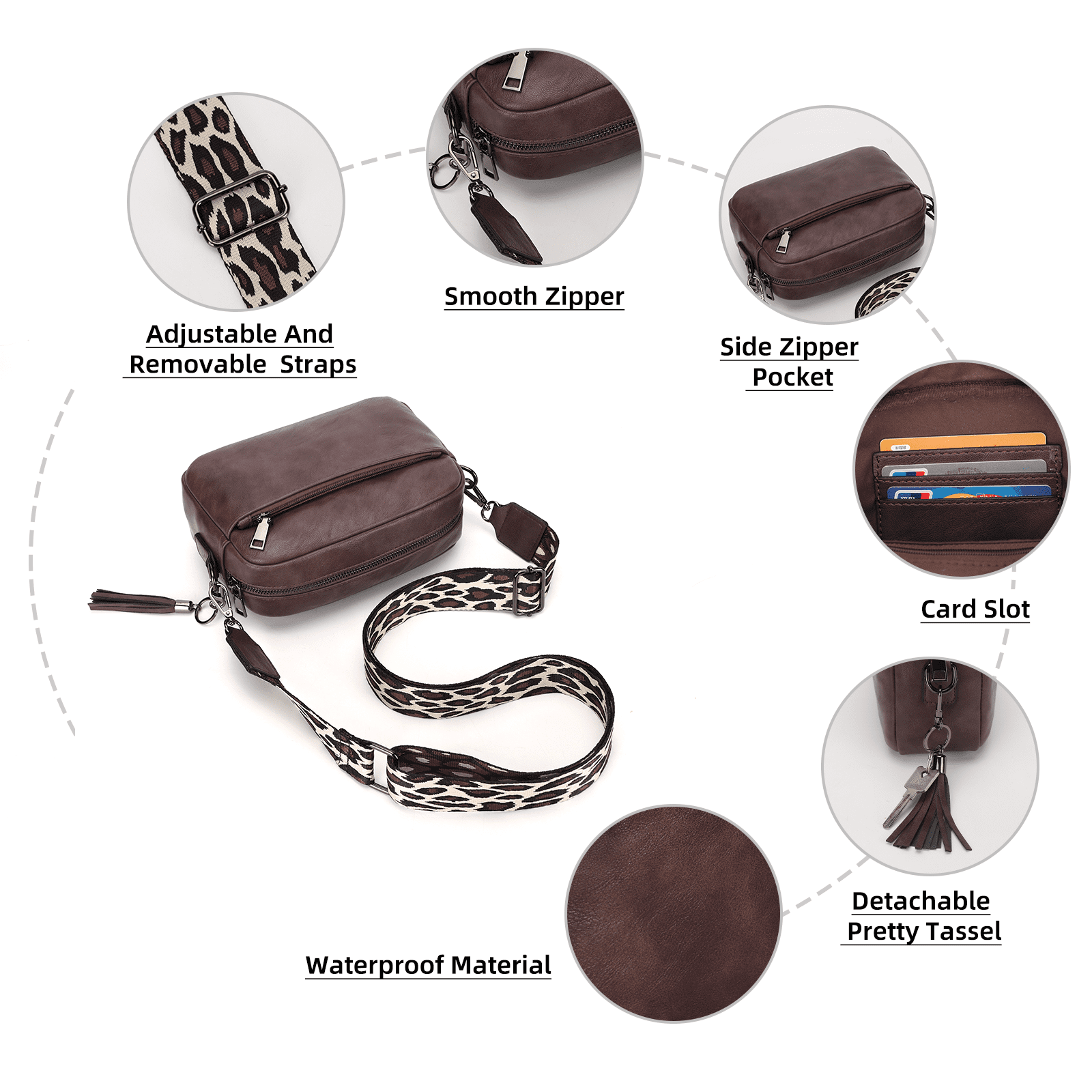KL928 Leather Crossbody Bag for Women Ladies Wide Strap Shoulder Bag Small Purses and Handbags(Berry Purple)