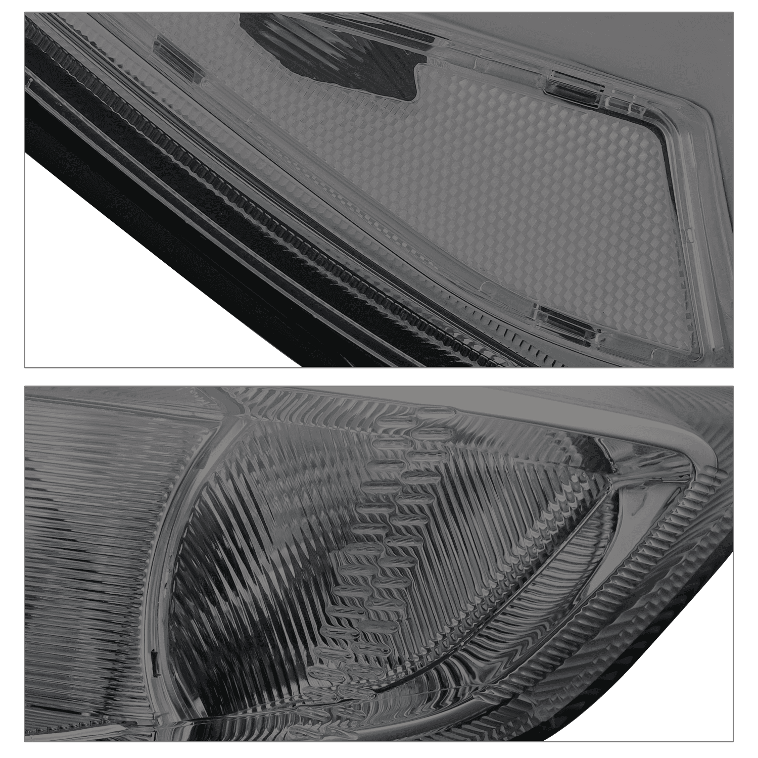 M-AUTO Pair Replacement Headlight Assembly for 2015 2016 2017 2018 Ford Focus 4 Door, Chrome Housing Smoke Lens Clear Corner