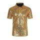 thumbnail image 5 of Polo con lentejuelas INSPIRE CHIC para hombres, camisetas brillantes de golf de manga corta para fiestas en el club, 2XL dorado, 5 of 6