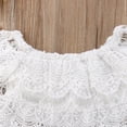 thumbnail image 4 of Franhais Baby Girls 2 Pieces Outfit, Ruffled Off-shoulder Lace Tops + Denim Tutu Skirt Shorts Set, 4 of 5