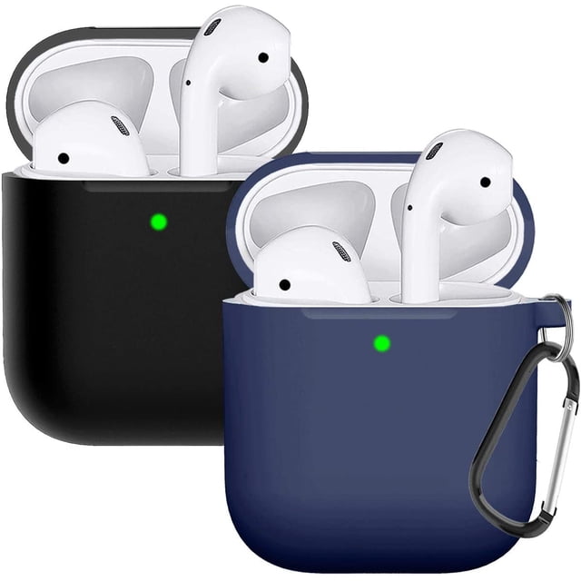 AirPods Case, Full Protective Silicone AirPods Accessories Cover Compatible with Apple AirPods 2 Wireless and Wired Charging Case(Front LED Visible) 2 Pack