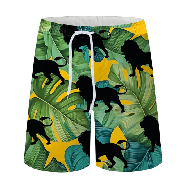 Augper Men Printing Breathable Seaside Vacation Beach Shorts Swimming Trunks