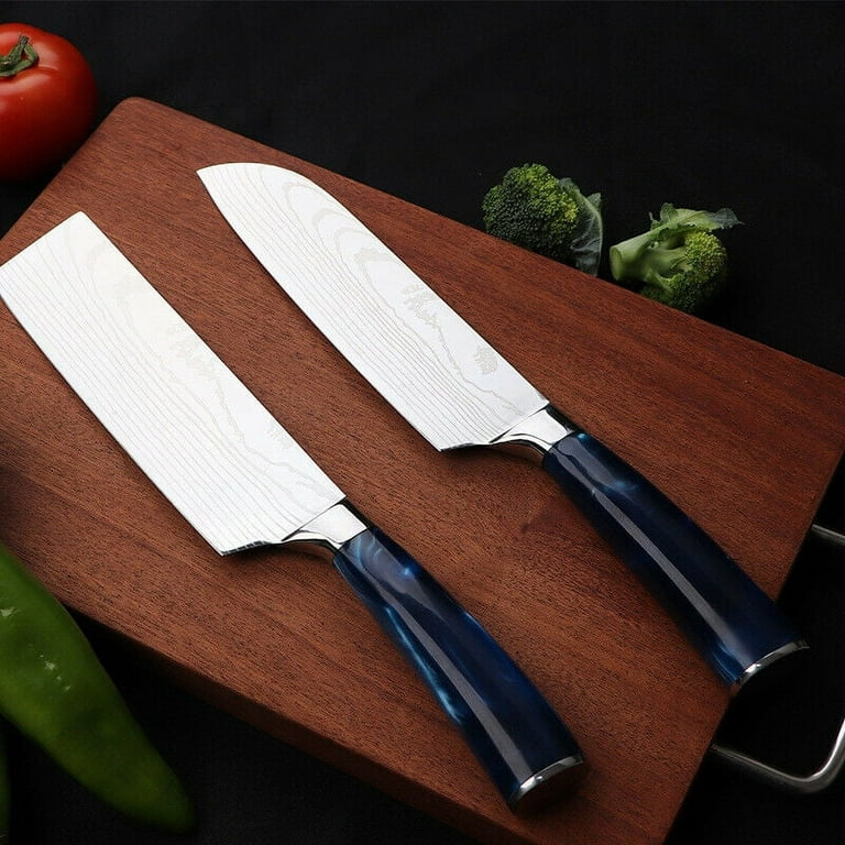 10PCS Kitchen Knives Set ,Stainless Steel Chef Knife Set,Japanese Damascus  Style,Black 