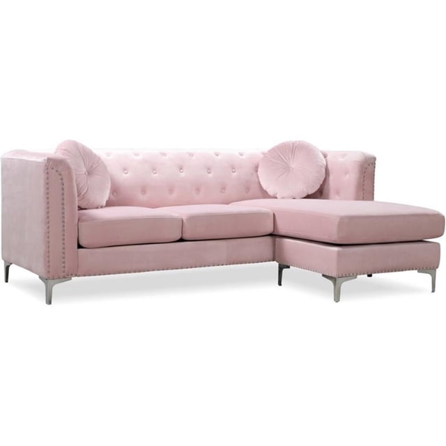 Glory Furniture Méridienne Rembourrée en Velours Pompano Rose