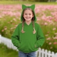 thumbnail image 2 of GiLiling Teen Girls Cute Cat Ear Hooded Sweatshirt Solid Color Long Sleeve Hoodie Pocket Toddler Fall Winter Pullover Kids (Green, 7-8 Years), 2 of 4