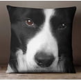 thumbnail image 2 of S4Sassy Black & White Border Collie Dog Face Digital Print Pillow Square Cushion Cover -12 x 12 Inches, 2 of 4