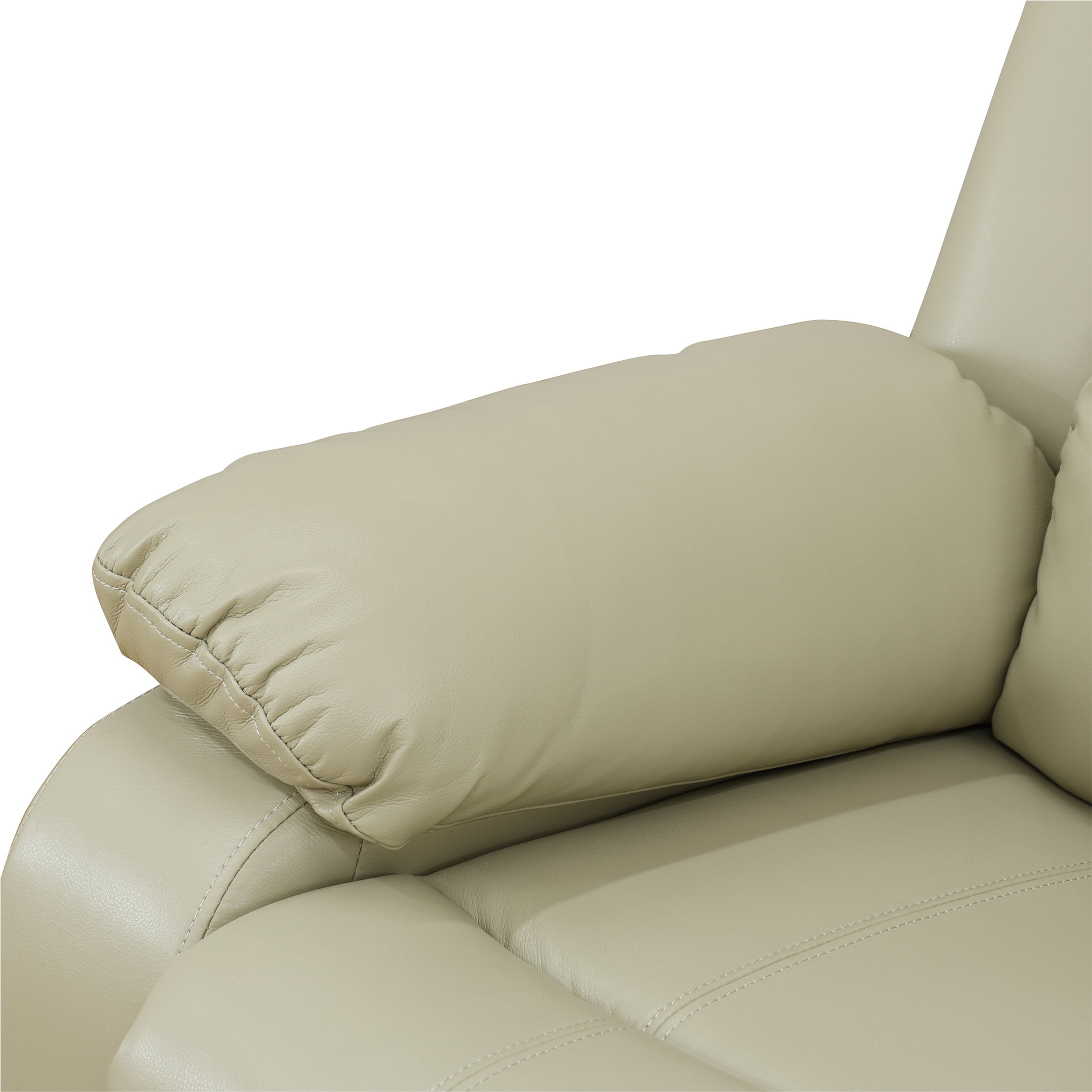 AUKFA 3 Seats Recliner Sofa Chair, Home Theater Sofa with Flipped Backrest and Cupholder, Beige
