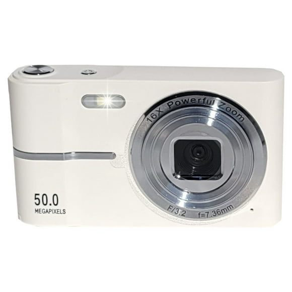 MAKATA Compact HD Digital Camera (WHITE) 50MP 16X Zoom HD 1080P Point and Shoot Camera 32GB Memory Card, Fun Camera for Boys Girls Kids Students Beginners Birthday and Holiday Gift