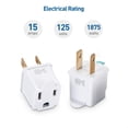 thumbnail image 4 of Adaptadores Cable Matters Blanco Paquete de 3 Clavijas 2 a 3, 4 of 6