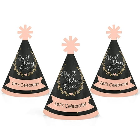 Best Day Ever - Mini Cone Bridal Shower Party Hats - Small Little Party Hats - Set of (The Best Hat Ever)
