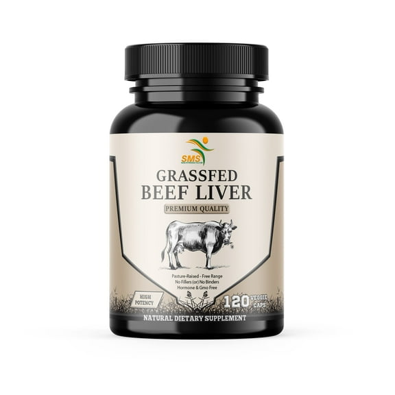 Grass Fed Desiccated Beef Liver Capsules (120 Pills, 750mg Each) - Natural Iron, Vitamin A, B12 for Energy - Humanely Pasture Raised Undefatted Without Hormones or Chemicals
