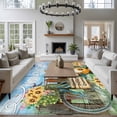 thumbnail image 3 of Large Area Rugs for Living Room Bedroom, Sunflower 6'x9' Rug Washable Carpet Runner Indoor Outdoor, Gnomes Summer Botanical Pastoral Wooden Non Slip Floor Mats Rug for Kitchen, Playroom, 3 of 8