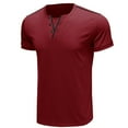 thumbnail image 3 of YYDGH Men's Short Sleeve Henley T Shirts Casual Slim Fit Summer Basic Plain Beefy Tee Shirts Red M, 3 of 4
