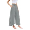 thumbnail image 2 of Chiffon Women's Wide Leg Dress Pant Elegant Party Elastic Waist Trouser with Pockets Gray 2XL, 2 of 7