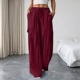 thumbnail image 5 of Hurxie Baggy Pants for Women Boho Casual Palazzo Pants Wide Leg Long Lounge Trousers with Pockets Wine,M, 5 of 7