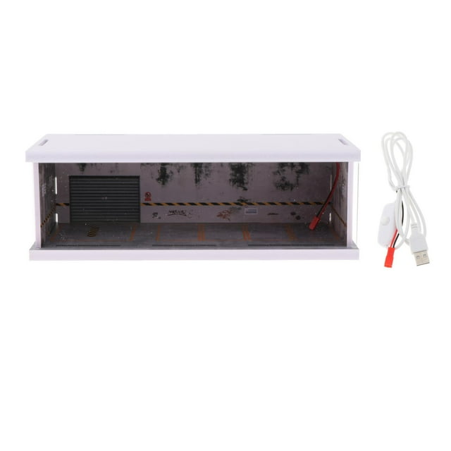 Protección de escaparate de estacionamiento 1/64 con LED, contenedor de 11,81x5,51x3,94 pulgadas, coleccionables para Mini modelos de coches y muñecas , estilo G