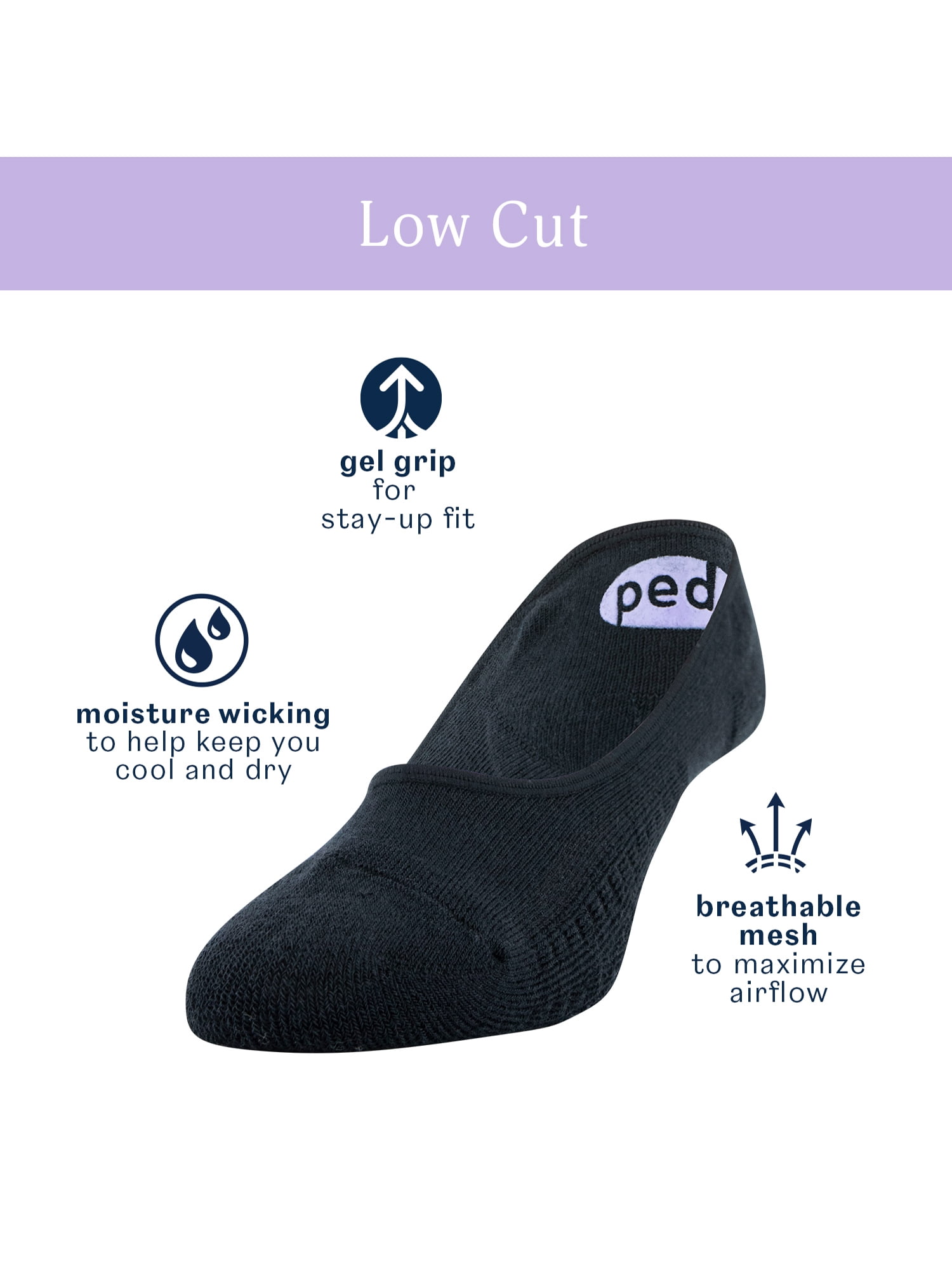PEDS Women's Low Cut Cushion Liner Socks, 3 Pairs