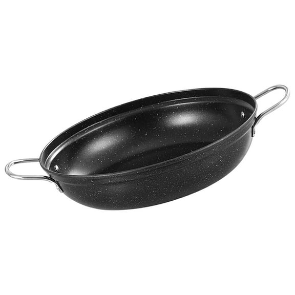 TABLZONE Black Stainless Steel Wok with Dual Handles, Korean Style Nonstick Stir Fry Pan for Kitchen Cooking