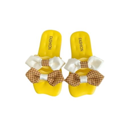 

Woobling Kids Non Slip Open Toe Flats Parties Casaual Flat Heels Slippers Plaid House Shoes