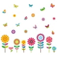 thumbnail image 4 of Pompotops Spring Flower Wall Decal Kindergarten Classroom Window Decoration PVC Self Adhesive Butterfly Hummingbird Flower Wall Decal Wallpaper Clearance, 4 of 7