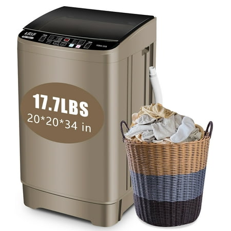 KRIB BLING 17.7 Lbs Full-Automatic Washing Machine, Portable Laundry Washer with Drain...