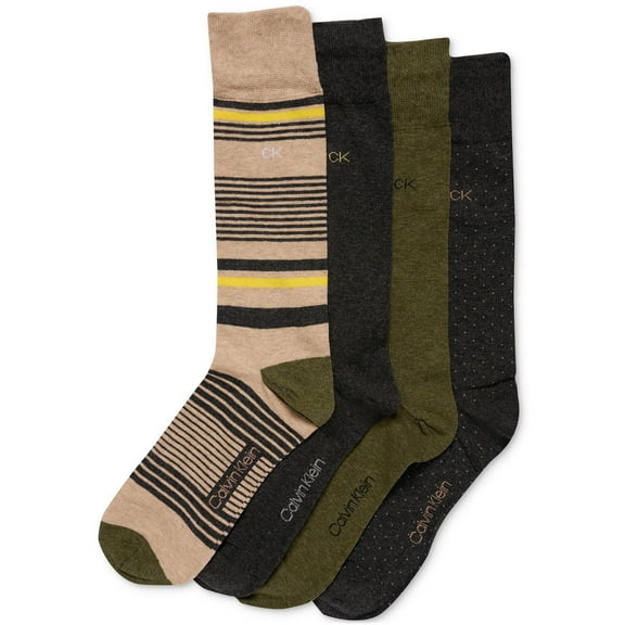 Calvin Klein Men's 4 Pk Crew Dress Socks Brown Size Regular
