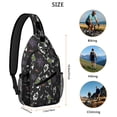 thumbnail image 5 of Sling Backpack,Halloween Skeleton Ghost Pattern Sling Bag with Water Bottle Holder,Waterproof Sling Bag for Men/Women with Headphone Jack for Hiking,Travel, 5 of 6