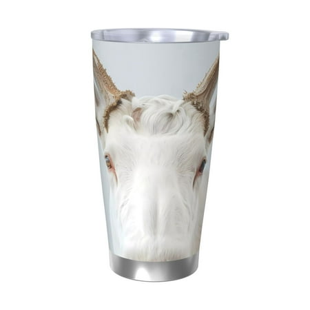 

Lukts White Reindeer Portrait for 20OZ Car Cup Stainless Steel Direct Drinking Straw Thermos Cup Suitable for Office Travel and Car-Without Straw