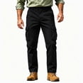 thumbnail image 2 of Mens Cargo Pants Sevevn Button Fly Elastic Side Waist Large Flap Pockets Straight Leg Relaxed Fit Cotton Woven Trousers for Casual Work Daily Wear, 2 of 8